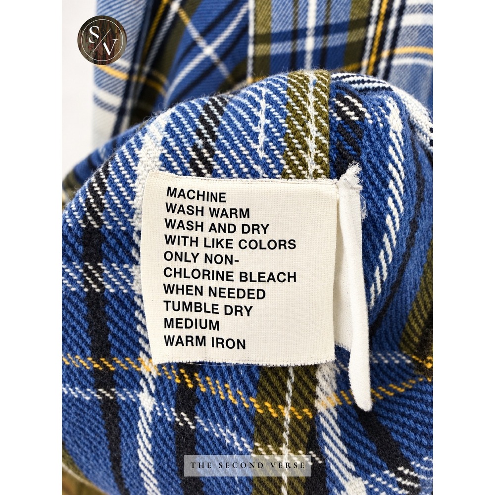 GAP Relaxed Fit Plaid Flannel Shirt Mens XL Blue Green Long Sleeve Cotton - Picture 7 of 8